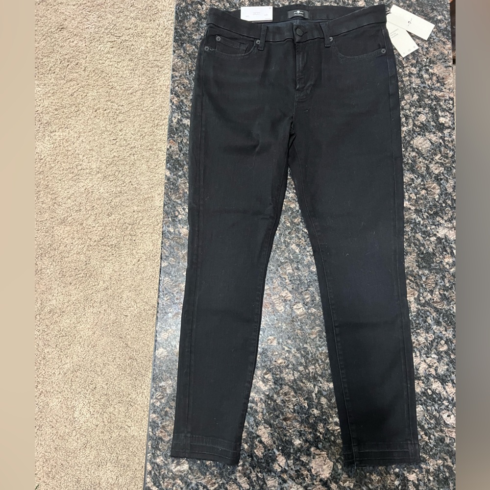 7 For All Mankind Black Ankle Skinny - Super Skinny Sz 30
